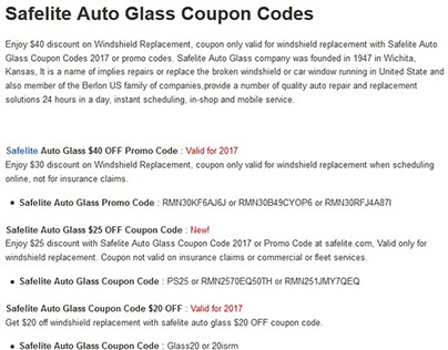 Safelite Auto Glass Coupon Codes