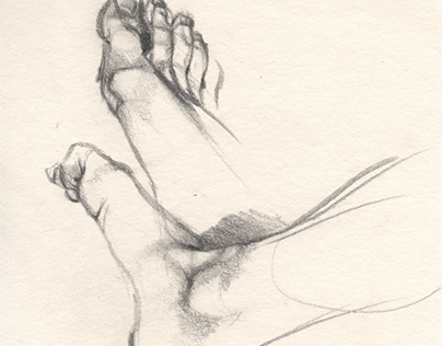 The studies of my foot, pencil drawing