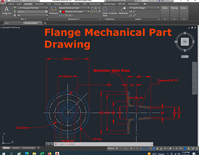 AutoCAD Flange Mechanical Part Drawing
