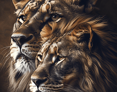 Regal Reverie: The Majestic Lion and the Graceful Lynx"