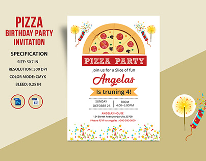 Pizza Birthday Party Flyer