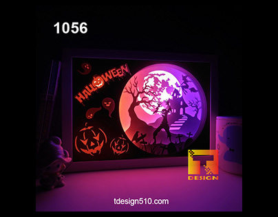 1056. Halloween Paper cut light box Tdesign510