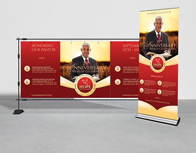 Pastor Anniversary Banner Template, Canva Template