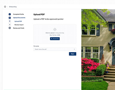 Onboarding UI for a Mortgage Company