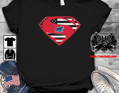 Usa Flag Inside Chicago Cubs Superman 2024 T-shirt