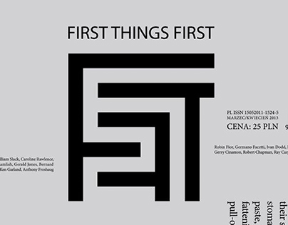 FIRST THINGS FIRST / DESIGN OF THE LOGO AND COVER