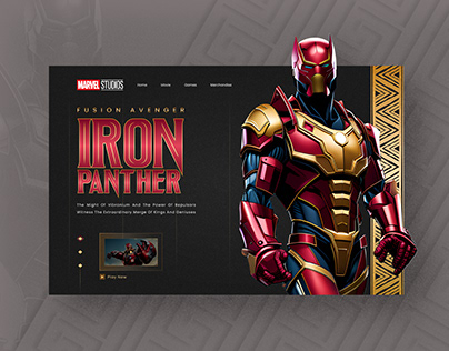 Iron Panther Marvel Character Web Concept UI Design