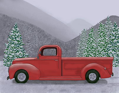 The red Pickup truck