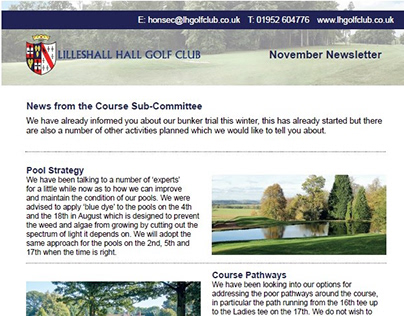 Lilleshall Hall Golf Club Newsletter