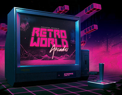 Retro Gaming Flyer CRT TV Synthwave Template