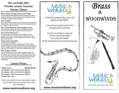 Music Works Northwest Brass and Woodwinds Brochure