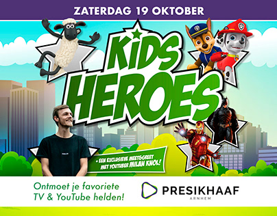 Design for an event: "Kids Heroes"