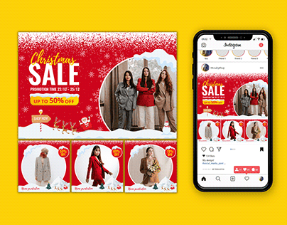 Template for clothing store, Christmas social media