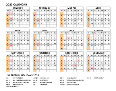 2023 Calendar Printable One page