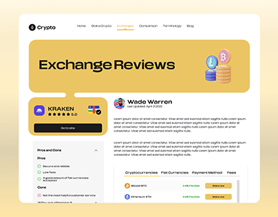 Crypto Exchange Review Page Web UI
