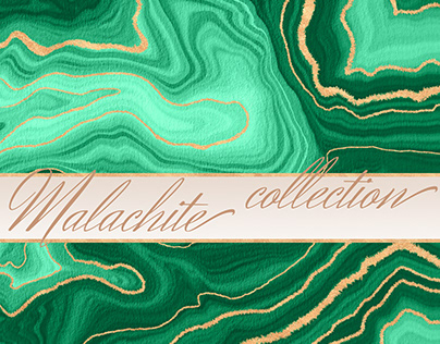 Watercolor malachite textures collection