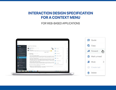 UI Interaction design specification for a context menu