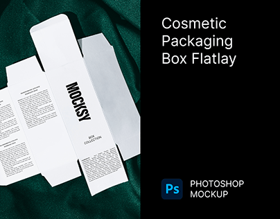 Cosmetic Box Packaging Flatlay Mockup