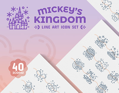 Mickey's Kingdom Line Art Icon Set