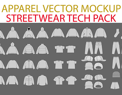 Streetwear Vector Mockup Bundle - Fashion Flat Sketch