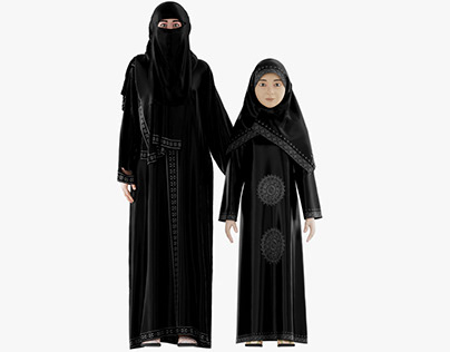 Arab Mother and Daughter 3d model with texture