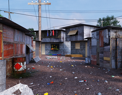 Shanty Town Modeling, Texturing and Rendering