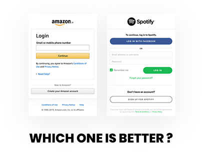 Amazon or Spotify - Which login flow is better