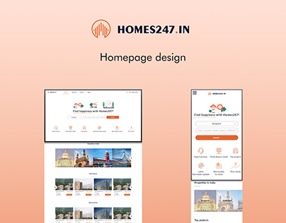 Homepage design for an Online Property Marketplace