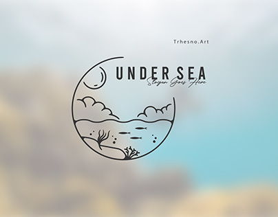 under sea, snorkeling logo line vector illustration