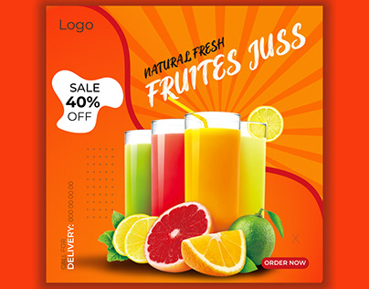 Fresh Summer Fruit juice social media promotion banner