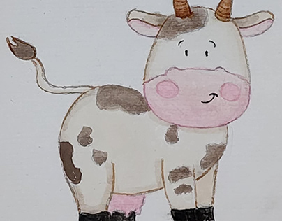 cow whit water color