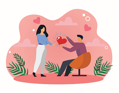 Valentine Love Couple Flat Illustration Graphic