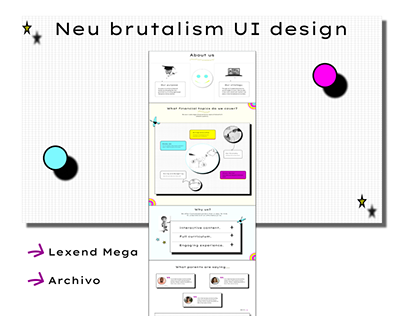 Project thumbnail - Neu Brutalism UI design - landing page