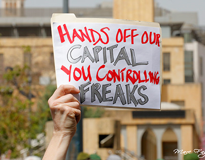 Signs raised during a Protest in Beirut
