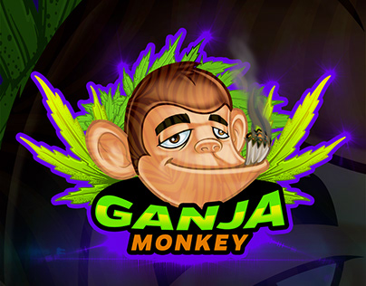 Ganja Monkey Cartoon Logo