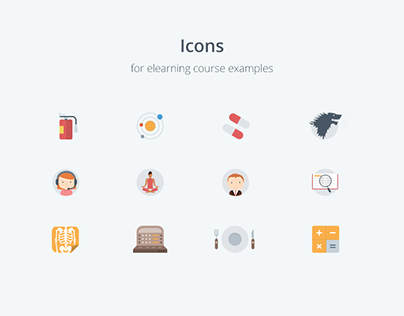 Icons set for elearning course examples