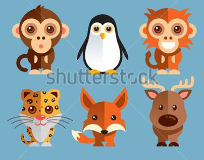 Funny Animals vector illustration icon set