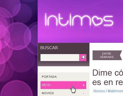 Intimos blog design