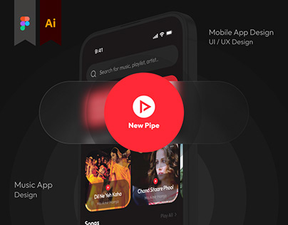 Project thumbnail - Music App UI/UX Design (New Pipe)