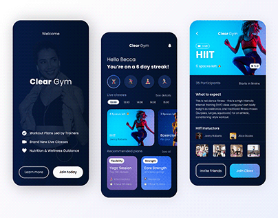 Clear Gym App: UI Concept