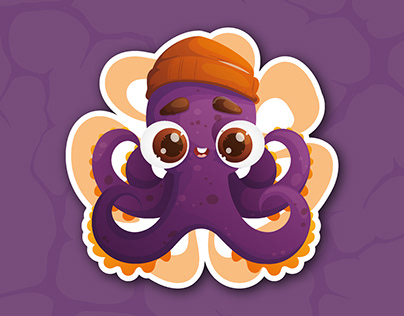 Cute octopus in Orange Beanie
