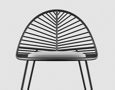 Metal Rod Chair with Upholstered Seat