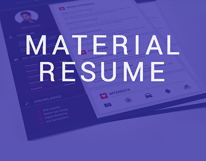 Material Style Resume/CV with Cover Letter & Protfolio