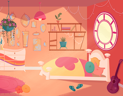 Cenário para animação - 80's inspired bedroom