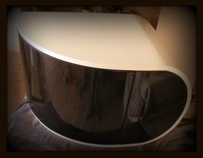 Curved bathroom furniture, manufactured by Radu Man