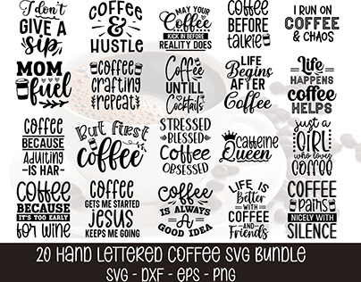 Hand Lettered Coffee SVG Bundle