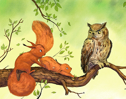 Squirrels. Children's book illustrations