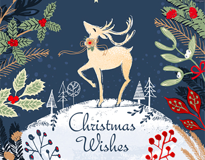 Christmas Card with deer-available for licensing