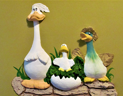 Ducks. Gesso sculpture