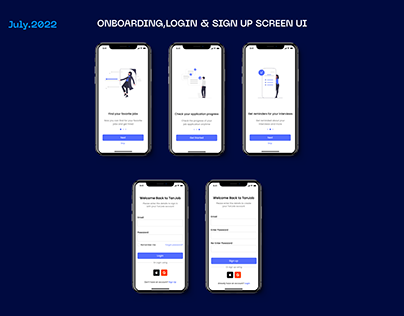Onboarding ,login and sign up screen
